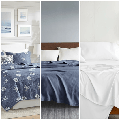 Nautical 9PC Bedding Ensemble Queen Navy Blue Hues - Quahog Bay Bedding