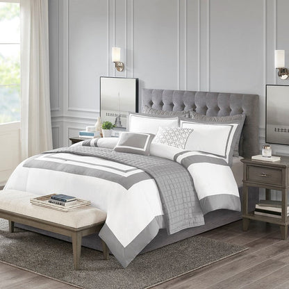 Nautical Comforter and Quilt Set - 8PC - Grey - Quahog Bay Bedding
