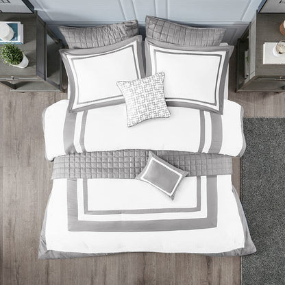 Nautical Comforter and Quilt Set - 8PC - Grey - Quahog Bay Bedding