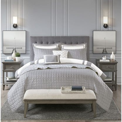 Nautical Comforter and Quilt Set - 8PC - Grey - Quahog Bay Bedding