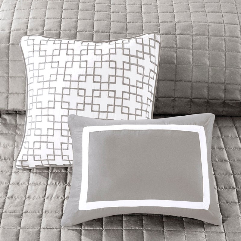 Nautical Comforter and Quilt Set - 8PC - Grey - Quahog Bay Bedding