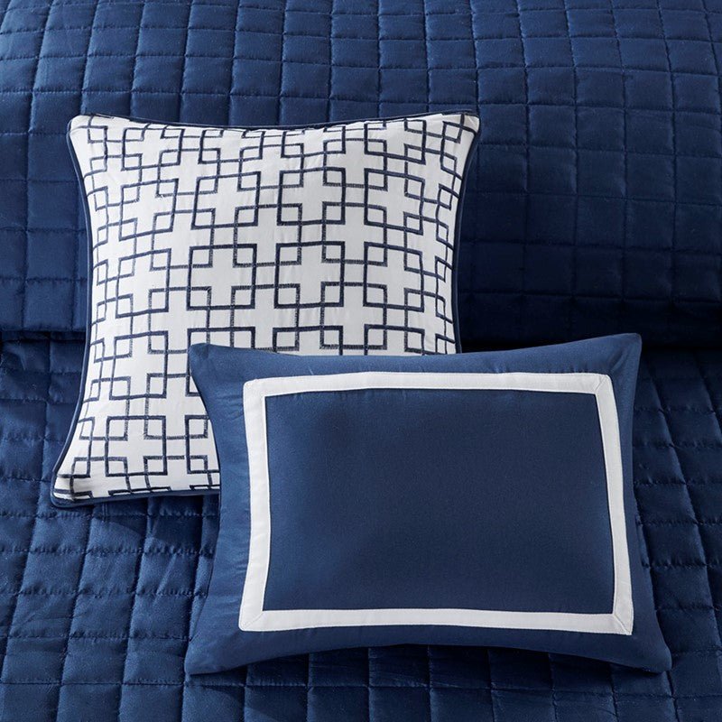 Nautical Comforter and Quilt Set - 8PC - Navy - Quahog Bay Bedding
