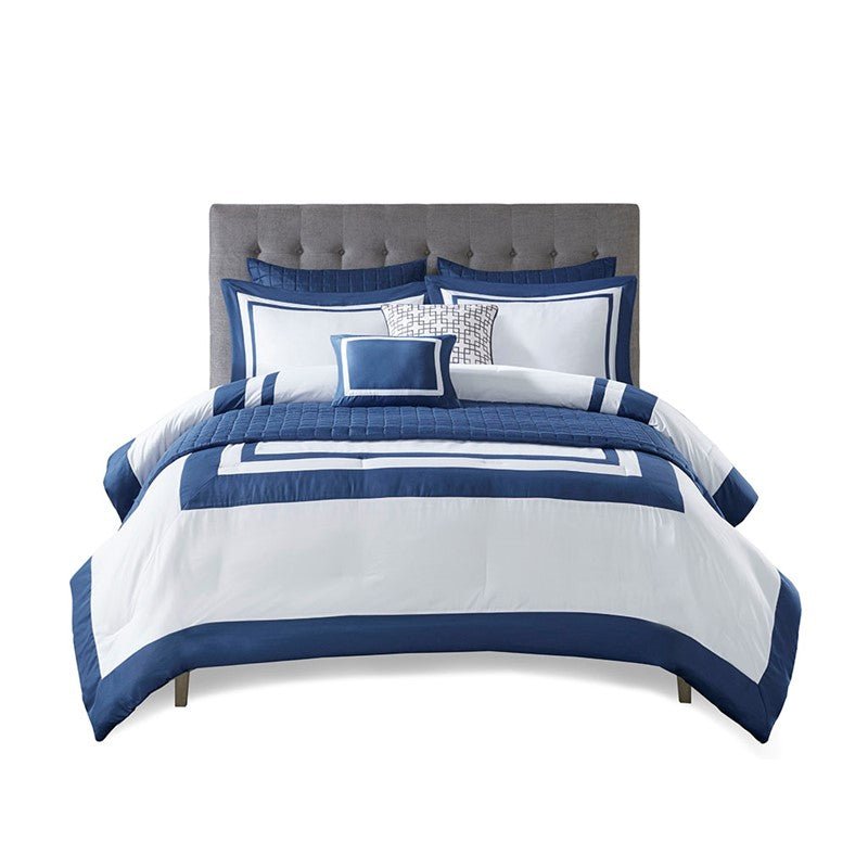 Nautical Comforter and Quilt Set - 8PC - Navy - Quahog Bay Bedding