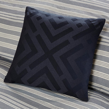 Nautical Comforter Set - Navy and Ivory Jacquard Stripe - Quahog Bay Bedding