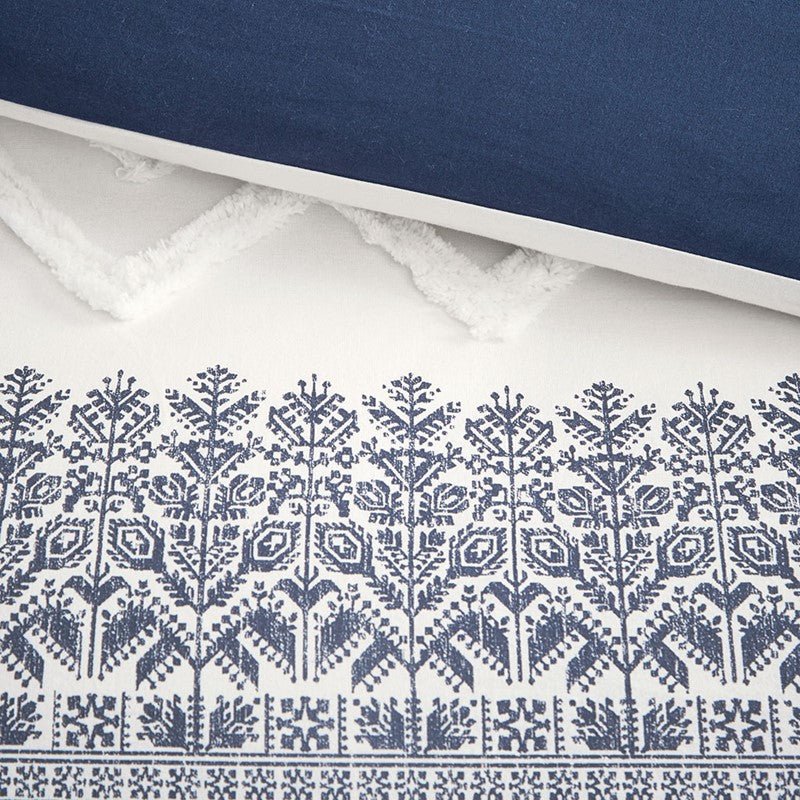 Nautical Mila Cotton Comforter Set with Chenille Tufting in Navy Blue - Quahog Bay Bedding