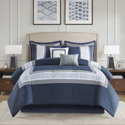 Nautical Comforter Set | Navy Blue | King | Powell 8 Piece Nautical Bedding Ensemble - Quahog Bay Bedding