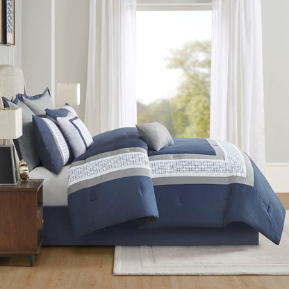 Nautical Comforter Set | Navy Blue | Queen | Powell 8 Piece Nautical Bedding Ensemble - Quahog Bay Bedding