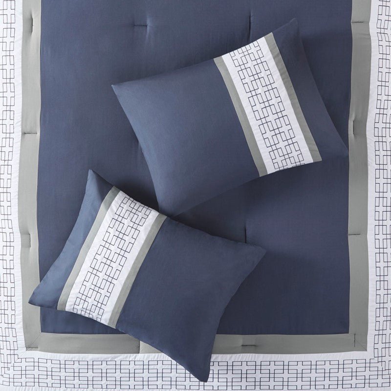 Nautical Comforter Set | Navy Blue | Queen | Powell 8 Piece Nautical Bedding Ensemble - Quahog Bay Bedding