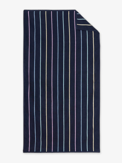 Navy Prism Pinstripe Cabana Beach Towel - Quahog Bay Bedding