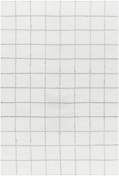 Nissa White Gray Checkered Wool Rug