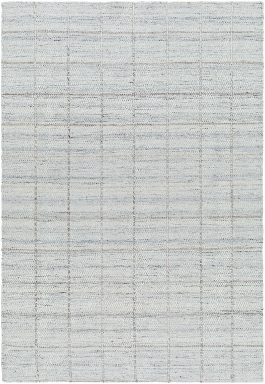 Nissa Light Gray Checkered Wool Rug