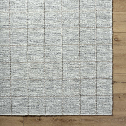 Nissa Light Gray Checkered Wool Rug