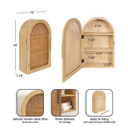 Ori Arched Rattan Wall Cabinet