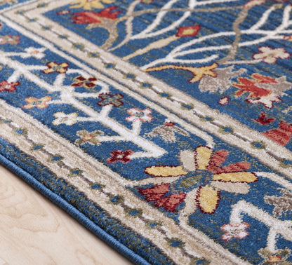Neola Navy Blue Damask Area Rug - Quahog Bay Bedding
