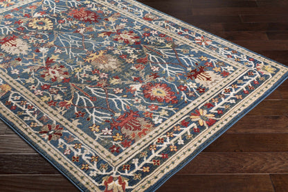 Neola Navy Blue Damask Area Rug - Quahog Bay Bedding