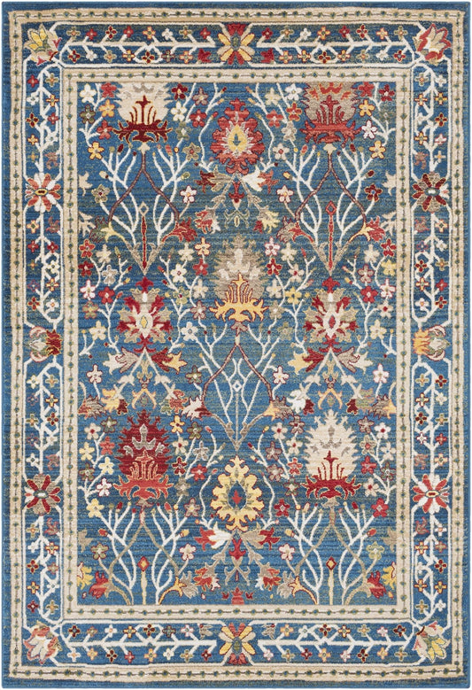 Neola Navy Blue Damask Area Rug - Quahog Bay Bedding