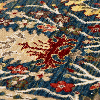 Neola Navy Blue Damask Area Rug - Quahog Bay Bedding
