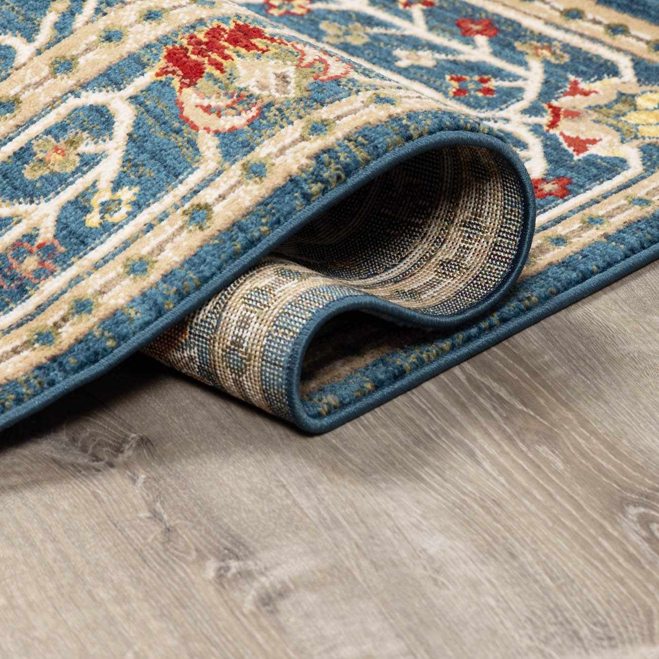 Neola Navy Blue Damask Area Rug - Quahog Bay Bedding