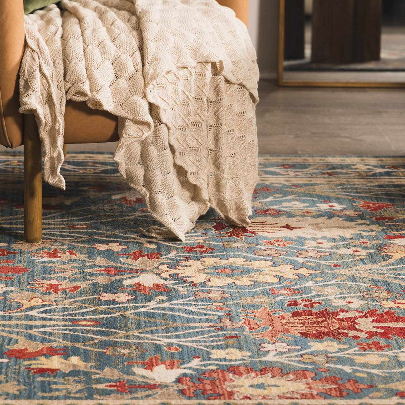 Neola Navy Blue Damask Area Rug - Quahog Bay Bedding