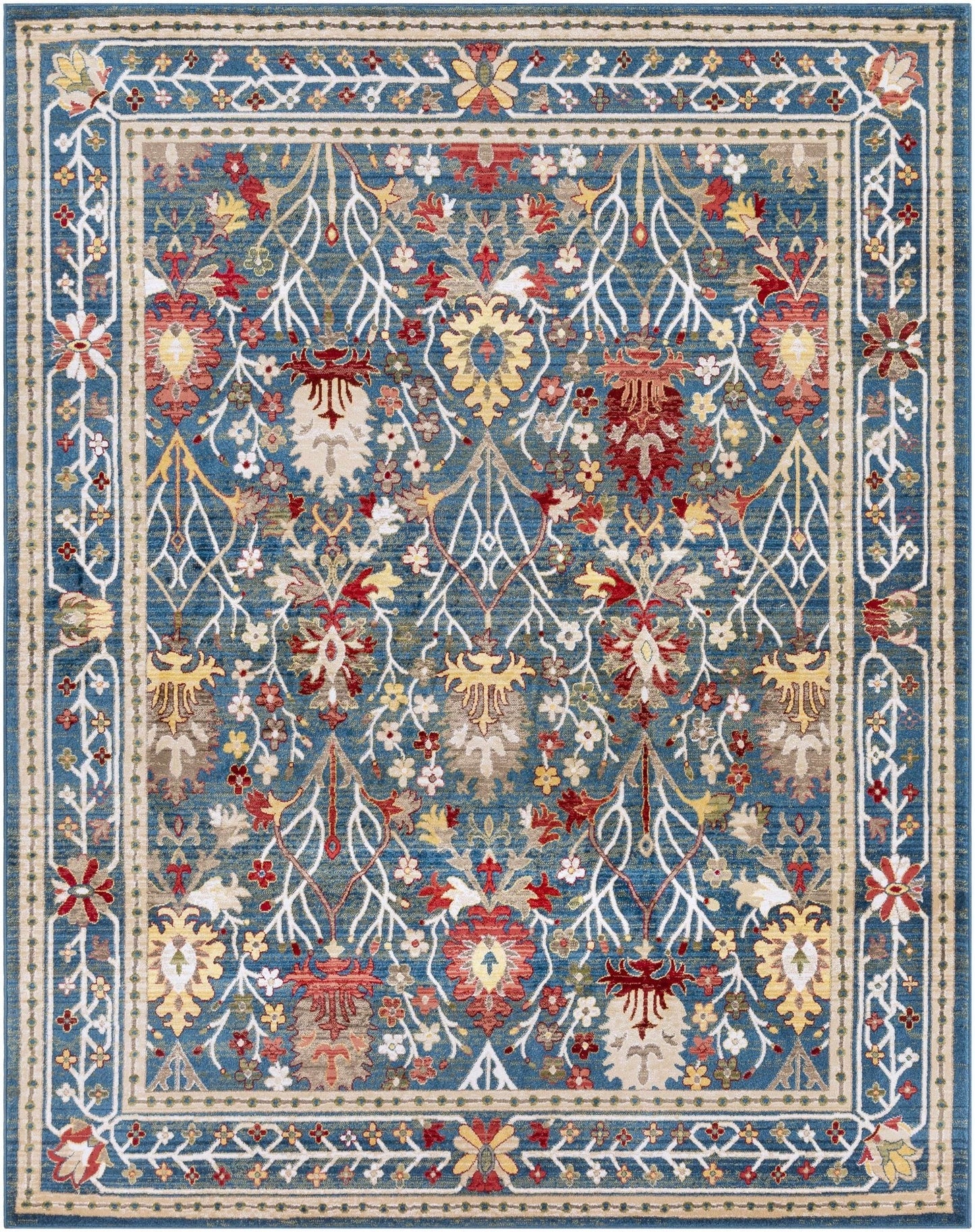 Neola Navy Blue Damask Area Rug - Quahog Bay Bedding