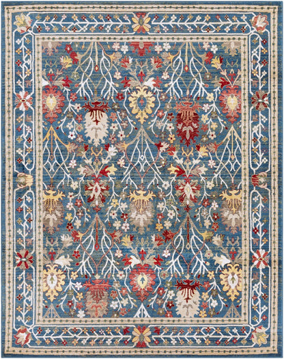 Neola Navy Blue Damask Area Rug - Quahog Bay Bedding