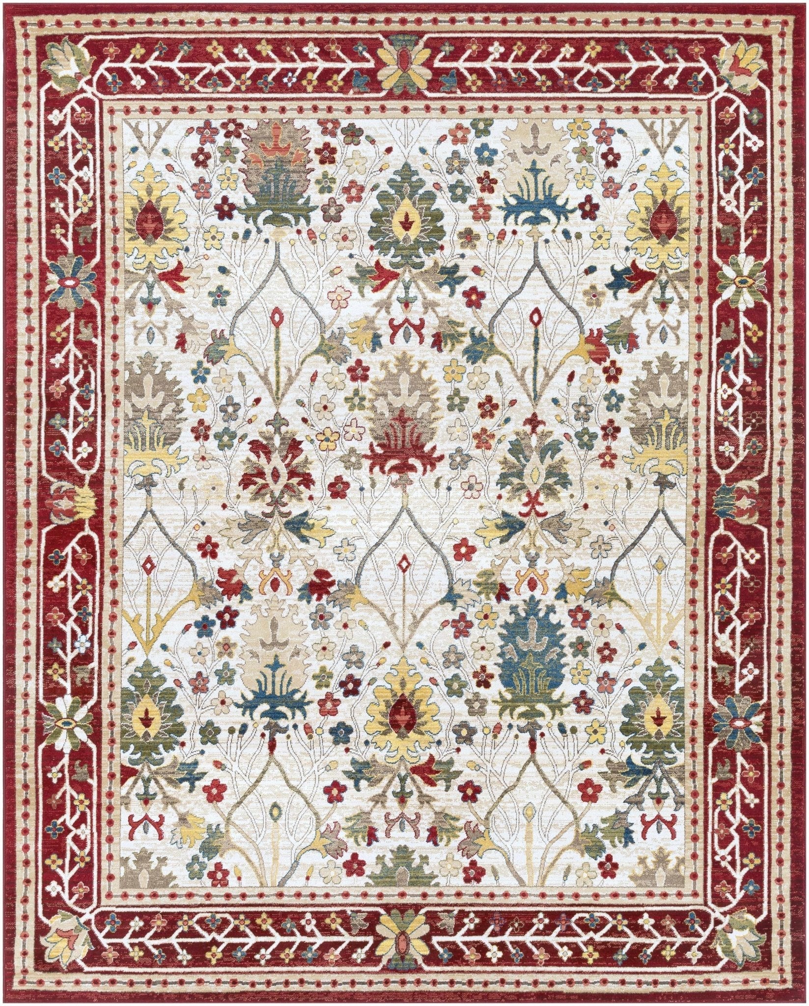 Neola White/Red Damask Area Rug - Quahog Bay Bedding