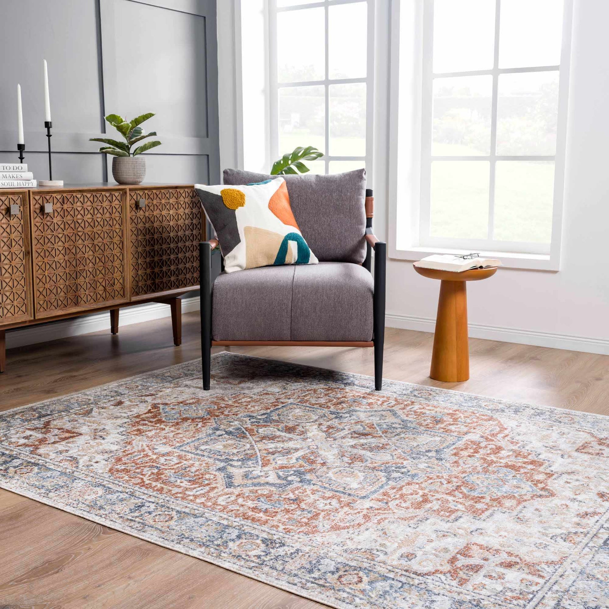 Neta Red & Blue Flat Pile Washable Rug - Quahog Bay Bedding