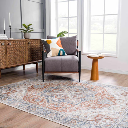 Neta Red & Blue Flat Pile Washable Rug - Quahog Bay Bedding