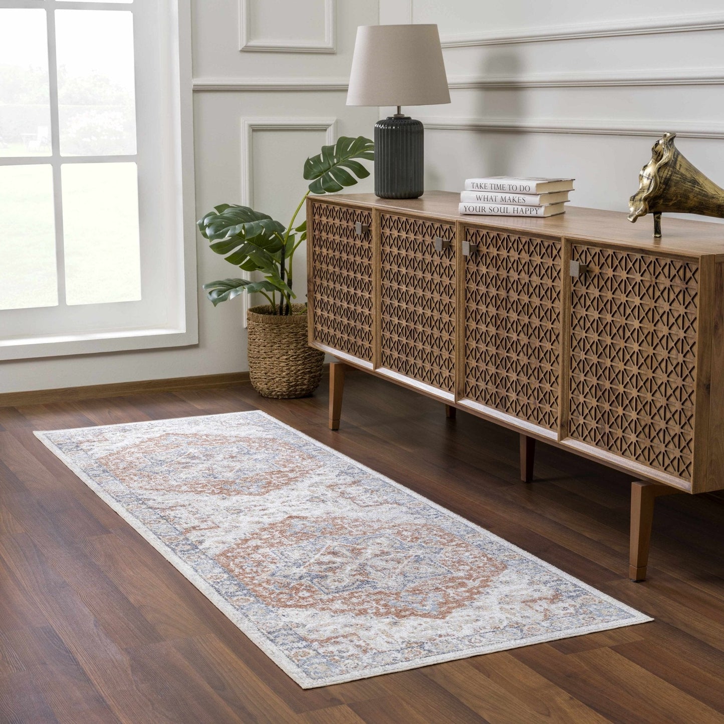 Neta Red & Blue Flat Pile Washable Rug - Quahog Bay Bedding