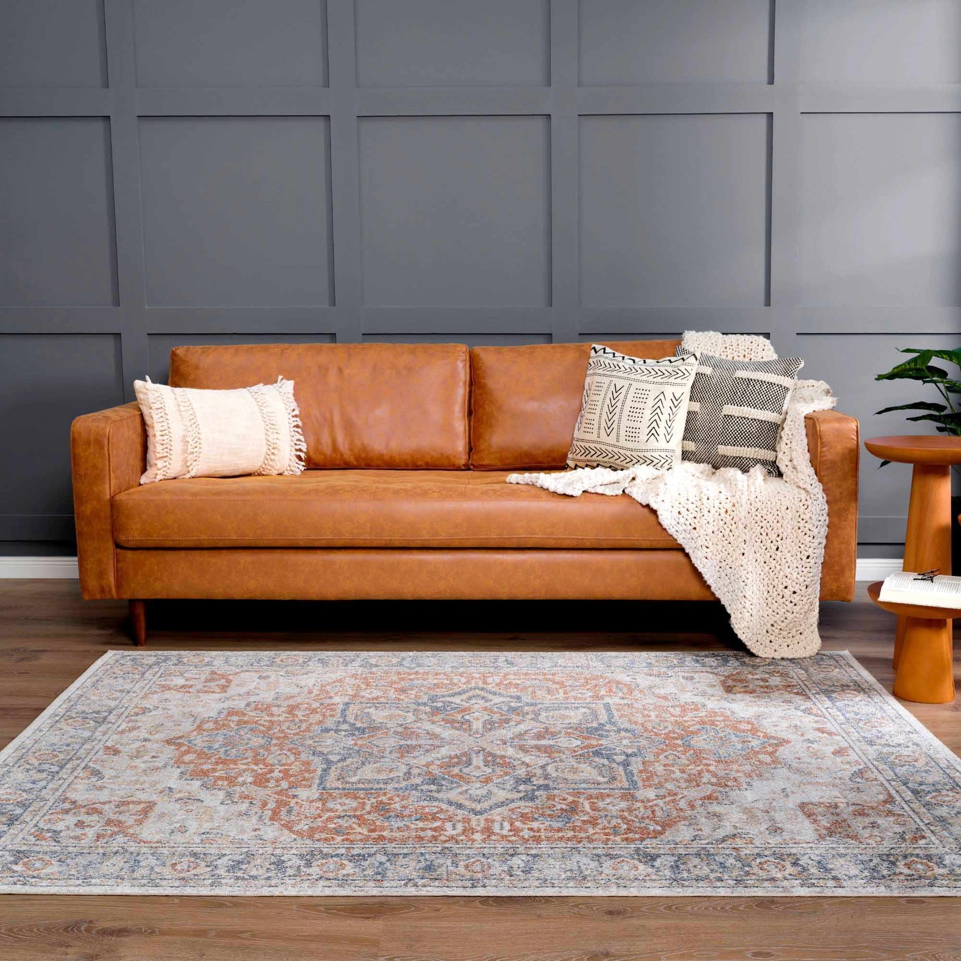 Neta Red & Blue Flat Pile Washable Rug - Quahog Bay Bedding