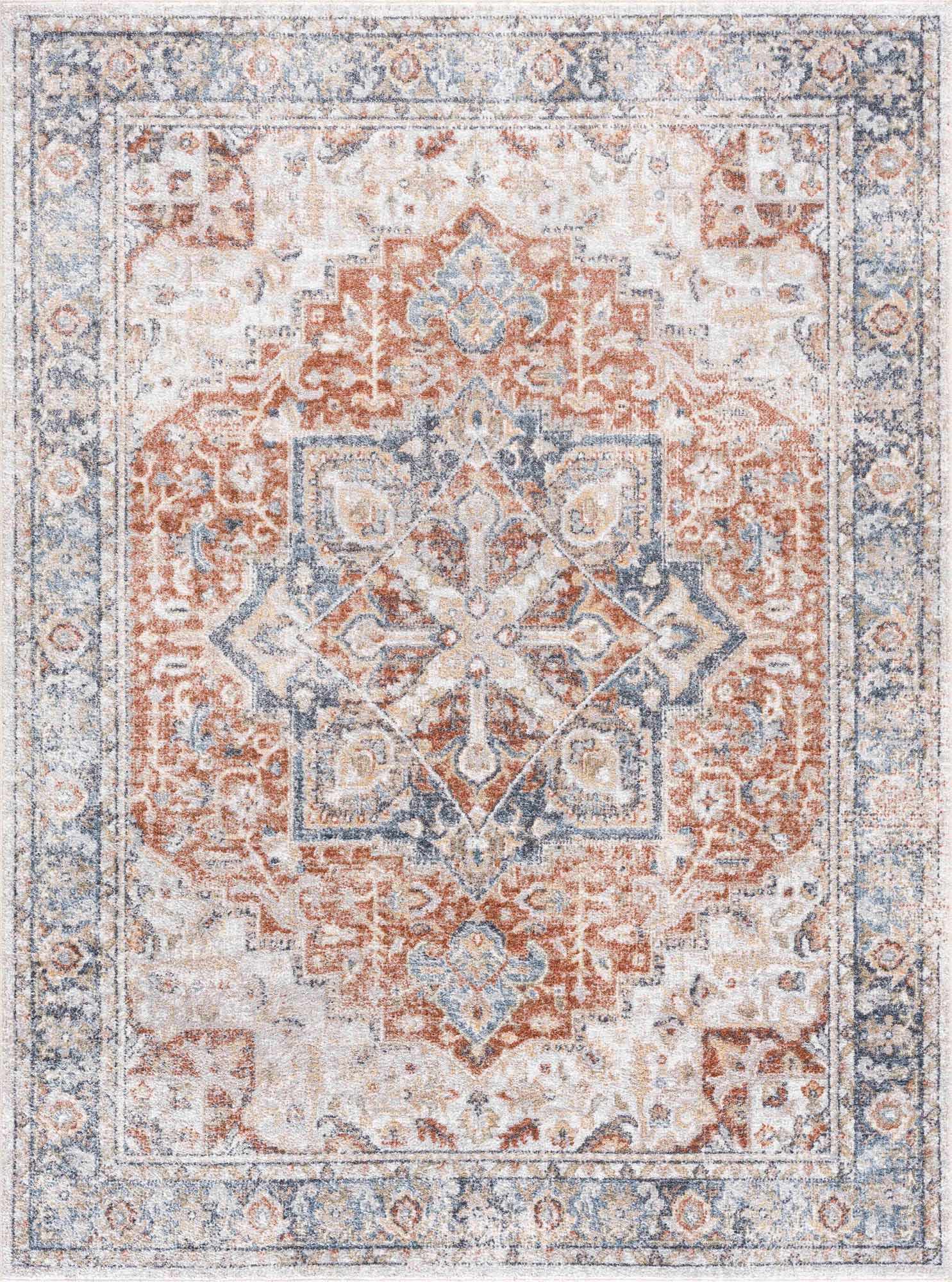 Neta Red & Blue Flat Pile Washable Rug - Quahog Bay Bedding