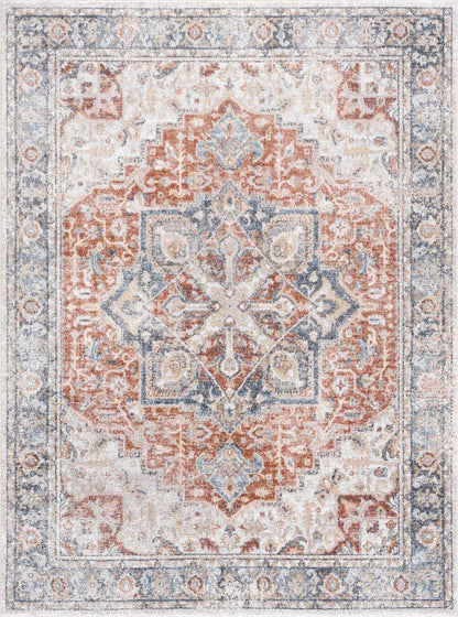 Neta Red & Blue Flat Pile Washable Rug - Quahog Bay Bedding