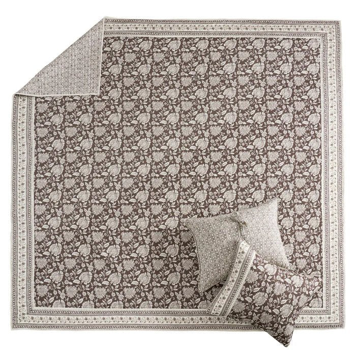 New! Adare Coastal Floral Quilt Set - Cocoa - Quahog Bay Bedding
