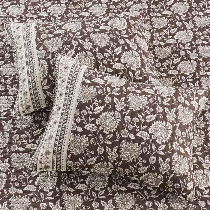 New! Adare Coastal Floral Quilt Set - Cocoa - Quahog Bay Bedding