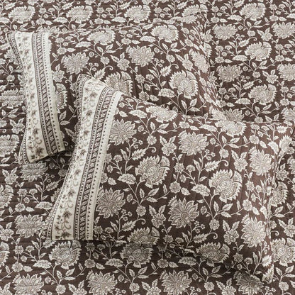 New! Adare Coastal Floral Quilt Set - Cocoa - Quahog Bay Bedding