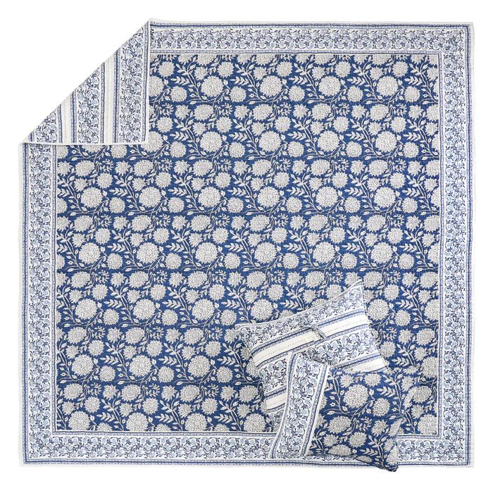 New! Adare Coastal Floral Quilt Set - Denim - Quahog Bay Bedding