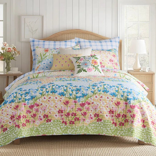 New! Blooming Hillside Quilt Set - Floral Quilt Sets - Quahog Bay Bedding