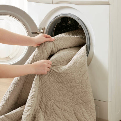 New! Botanical Leaves 3 Piece Cotton Quilt Set - Floral Quilt Sets - Linen - Quahog Bay Bedding