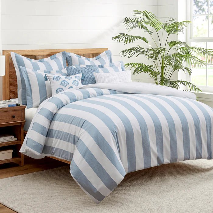 Levtex Home Cabana Stripe Blue Euro Sham Set of 2 Unquilted