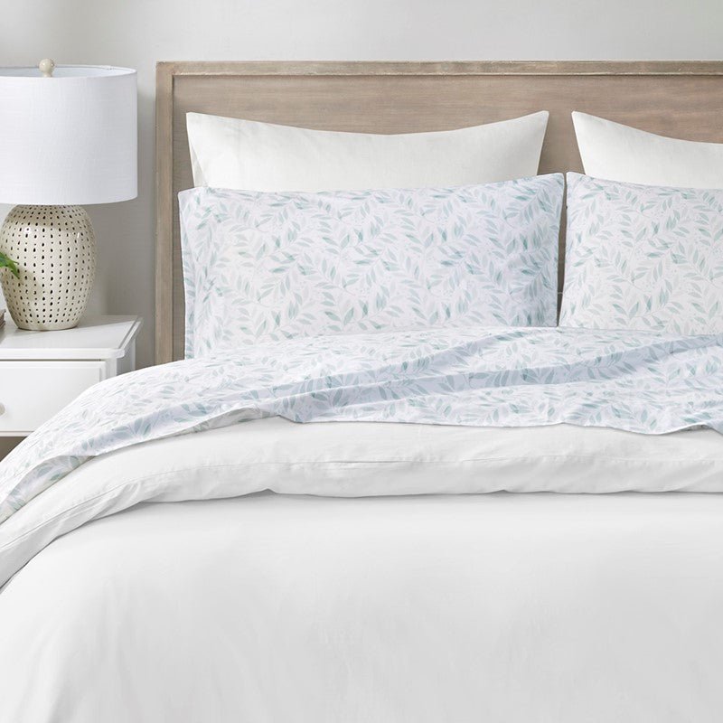 New! Coastal And Floral Print Green Leaves Sheet Sets - 100% Cotton - Percale - Quahog Bay Bedding