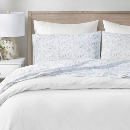 New! Coastal And Floral Print Green Leaves Sheet Sets - 100% Cotton - Percale - Quahog Bay Bedding