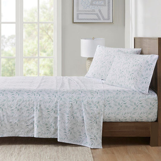 New! Coastal And Floral Print Green Leaves Sheet Sets - 100% Cotton - Percale - Quahog Bay Bedding