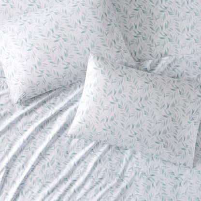 New! Coastal And Floral Print Green Leaves Sheet Sets - 100% Cotton - Percale - Quahog Bay Bedding