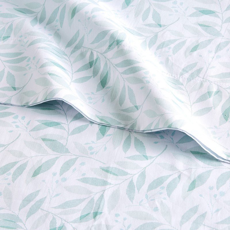 New! Coastal And Floral Print Green Leaves Sheet Sets - 100% Cotton - Percale - Quahog Bay Bedding