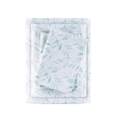 New! Coastal And Floral Print Green Leaves Sheet Sets - 100% Cotton - Percale - Quahog Bay Bedding
