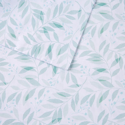 New! Coastal And Floral Print Green Leaves Sheet Sets - 100% Cotton - Percale - Quahog Bay Bedding