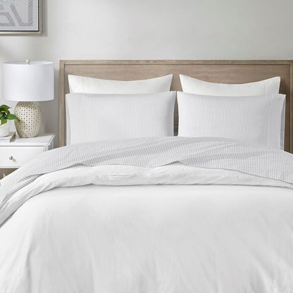 New! Coastal And Nautical Print Grey Striped Sheet Sets - 100% Cotton - Percale - Quahog Bay Bedding