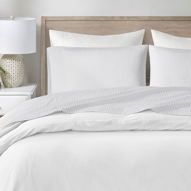 New! Coastal And Nautical Print Grey Striped Sheet Sets - 100% Cotton - Percale - Quahog Bay Bedding