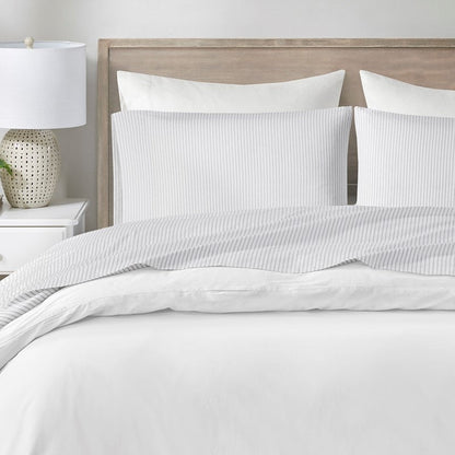 New! Coastal And Nautical Print Grey Striped Sheet Sets - 100% Cotton - Percale - Quahog Bay Bedding