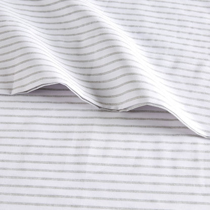 New! Coastal And Nautical Print Grey Striped Sheet Sets - 100% Cotton - Percale - Quahog Bay Bedding
